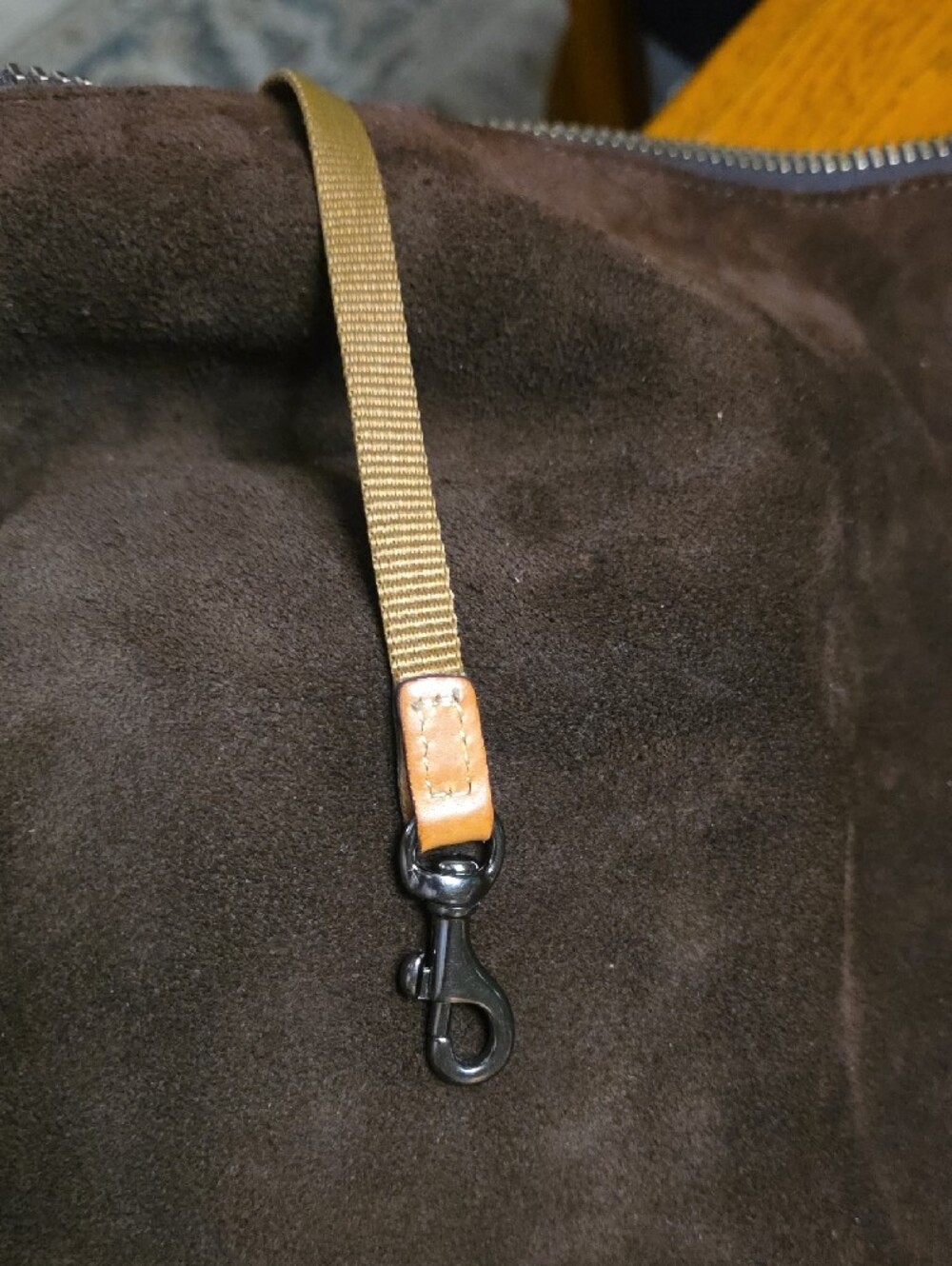 Dooney & Bourke Dark Brown Suede Shoulder Hobo with Tan Leather Trim - Picture 9 of 12